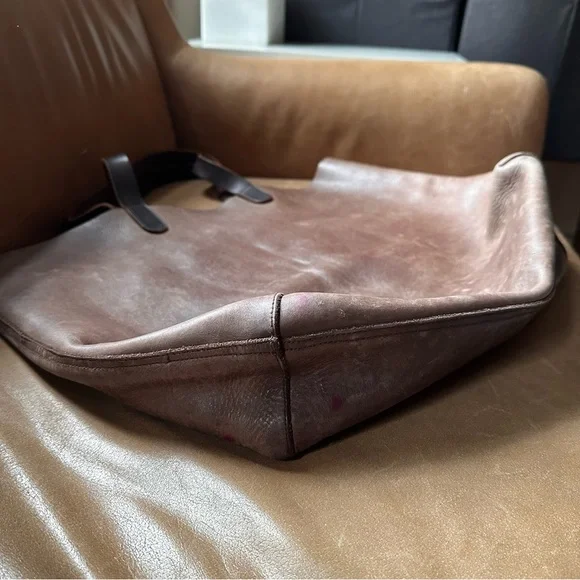 Basil Racuk amazing brown leather tote work bag laptop travel roomy unisex - Picture 7 of 14